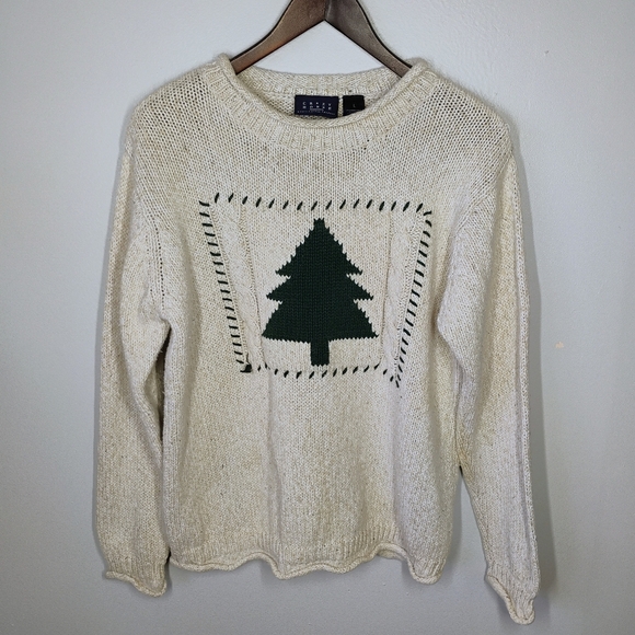 Vintage Crazy Horse Maine State Pine Tree Sweater Fisherman Knit Large Roll Neck - Picture 13 of 13